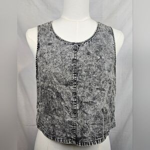 Forever 21 Blk‎ Denim Sleeveless Cropped Top LgGrunge Whimsigoth Punk Glampunk